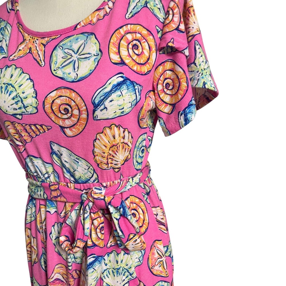 Simply Southern Pink Seashell Short Sleeve Midi Dress Women's Large - Picture 3 of 10